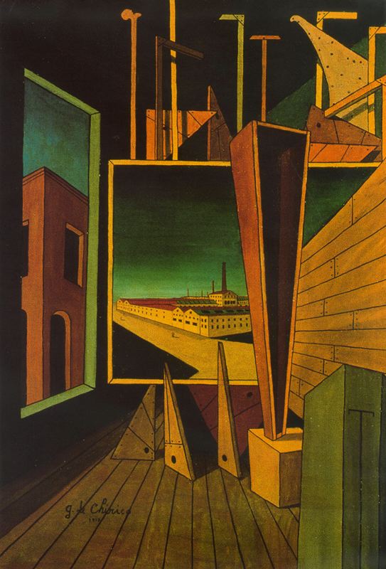 Geometric composition with factory landscape (1917) – Giorgio de Chirico Tablo