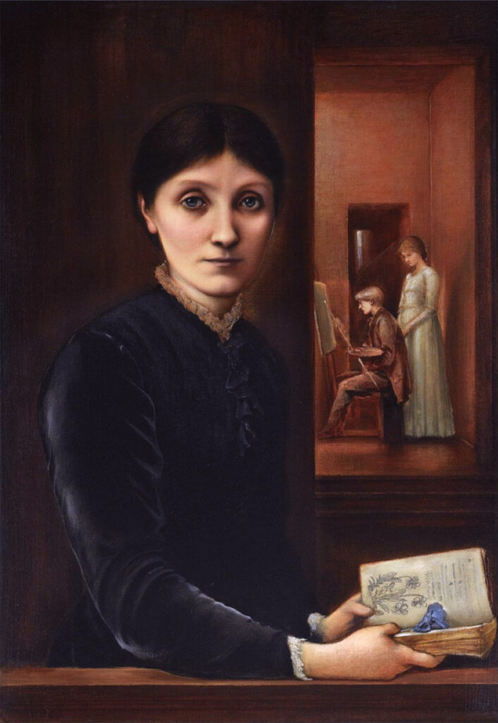 Georgiana Burne Jones, their children Margaret and Philip in the background (1883) - Edward Burne-Jones Tablo