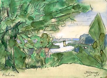 Gezicht Op De Rijn Bij Heelsum (1917) – Jan Toorop Tablo
