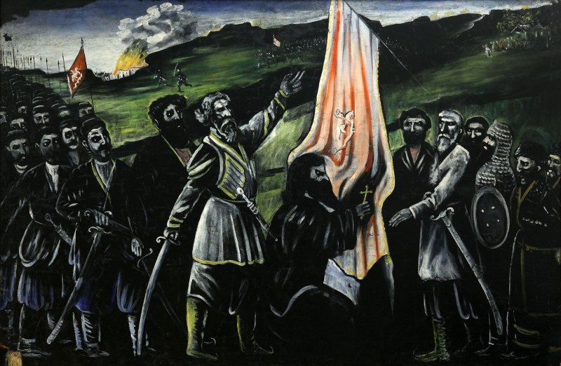Giorgi Saakadze defending Georgia from enemies – Niko Pirosmani Tablo