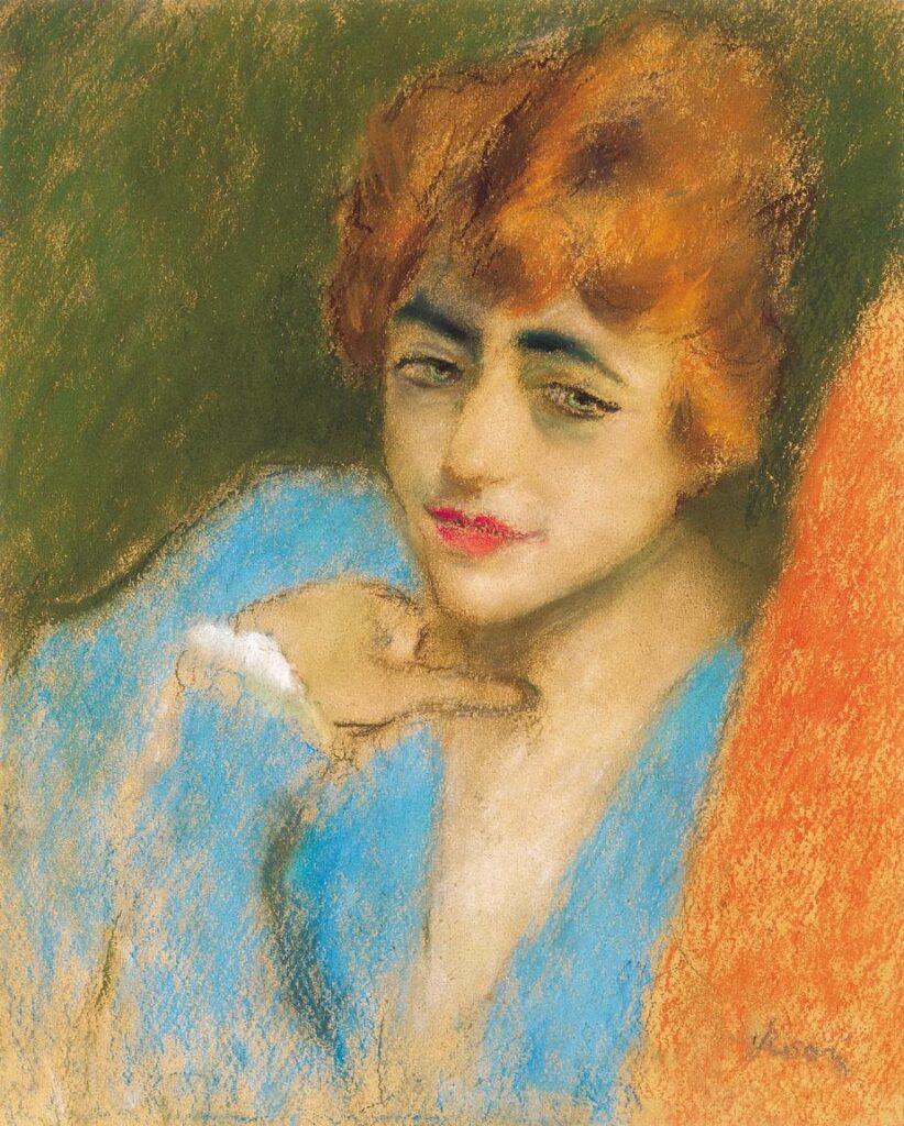 Girl Dressed up in Blue - József Rippl-Rónai Tablo