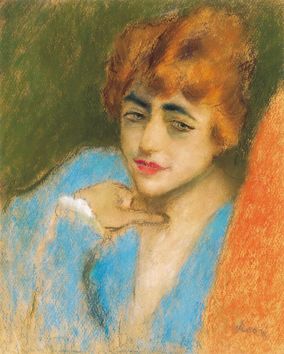 Girl Dressed up in Blue - József Rippl-Rónai Tablo