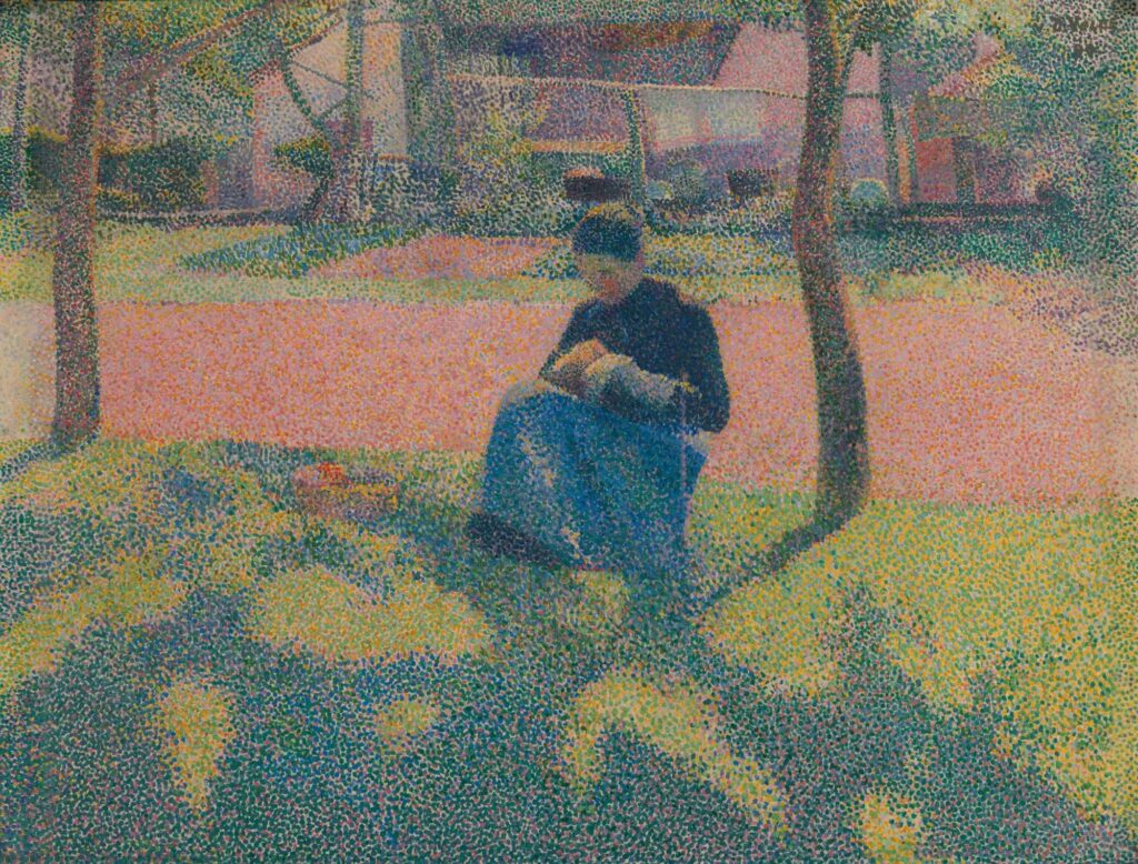 Girl Mending (1890) – Henry van de Velde Tablo