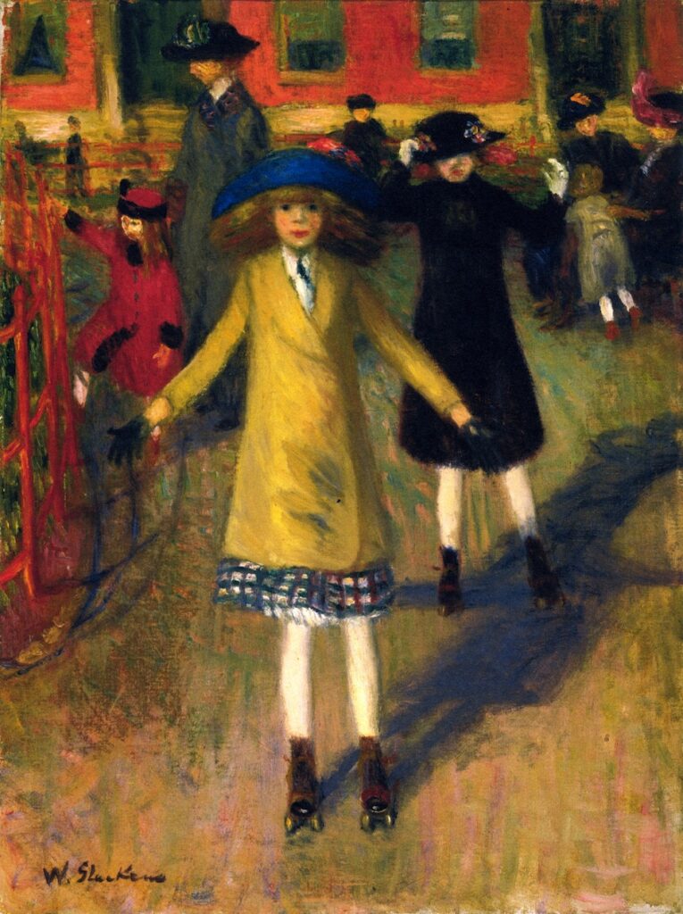 Girl Roller Skating, Washington Square (1914) - William James Glackens Tablo
