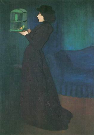 Girl With Cage (1892) - József Rippl-Rónai Tablo