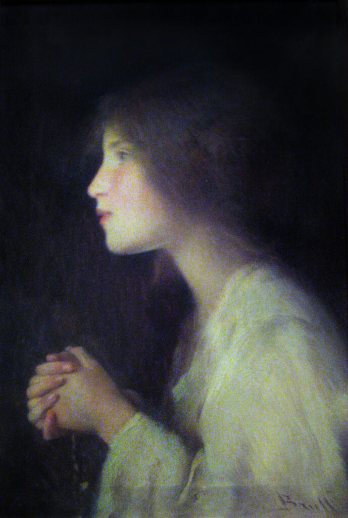 Girl With Rosary - Joan Brull Tablo