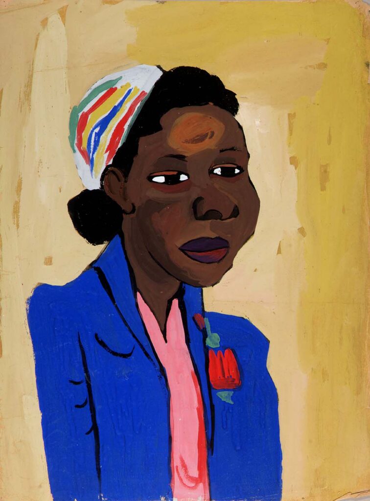 Girl in Blue with Turban Deborah (1940) - William H. Johnson Tablo