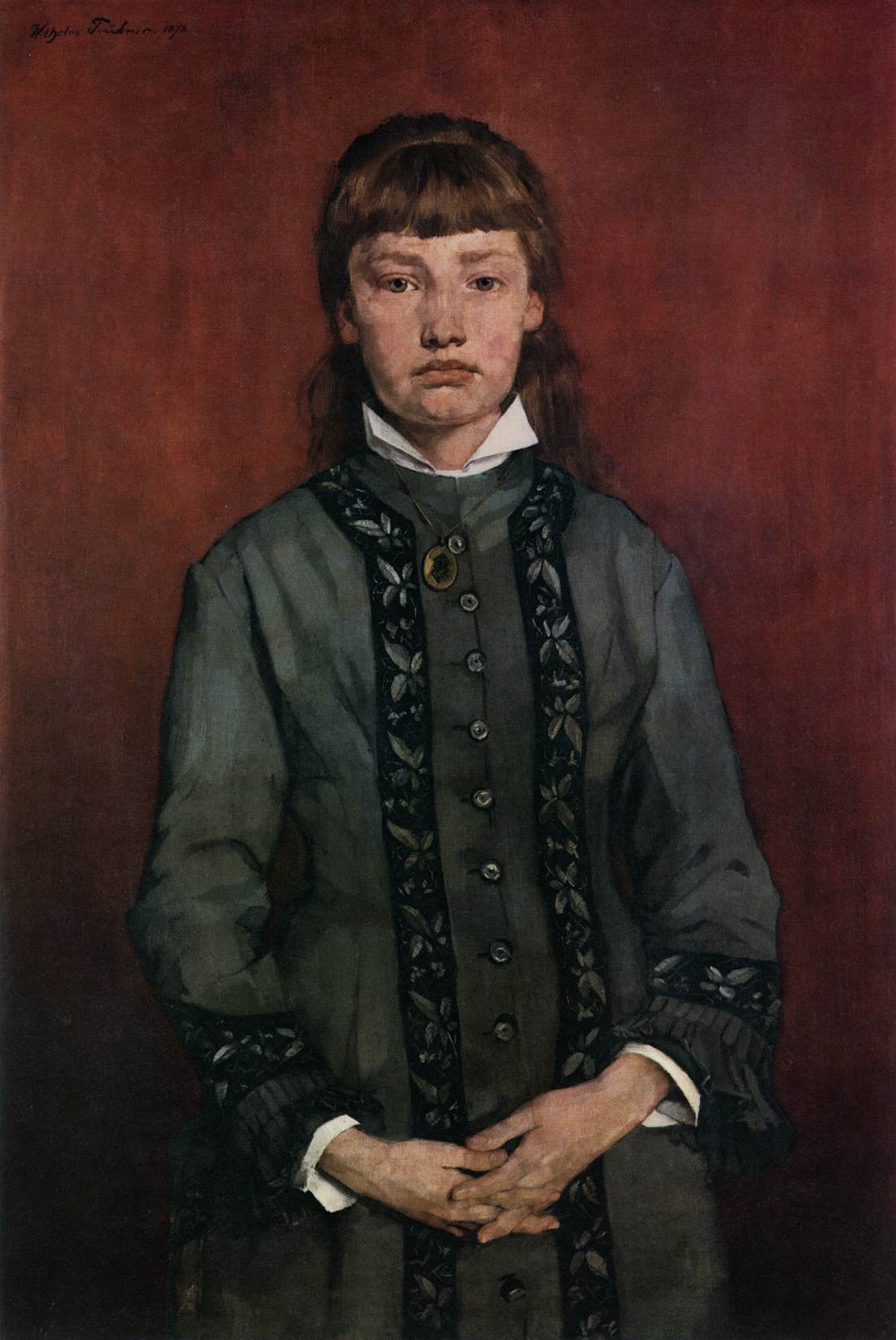 Girl with Folded Hands (1878) - Wilhelm Trübner Tablo kanvas tablo
