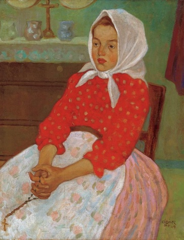 Girl with Headscarf - Béla Kádár Tablo