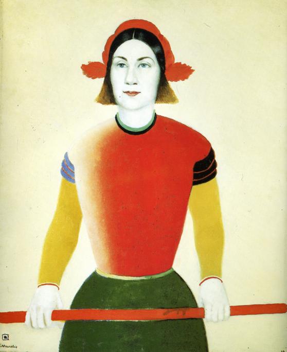 Girl with Red Flagpole (1933) - Kazimir Malevich Tablo