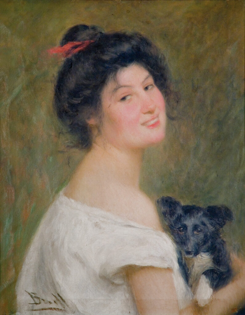 Girl with dog - Joan Brull Tablo