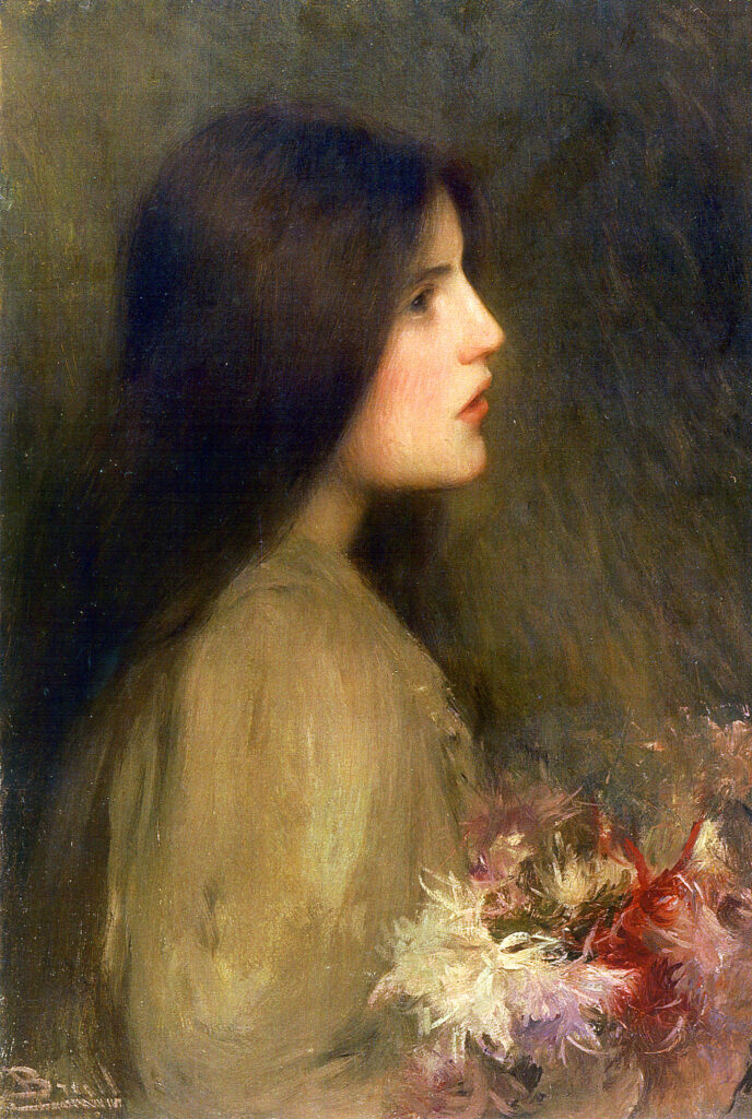Girl with flowers - Joan Brull Tablo