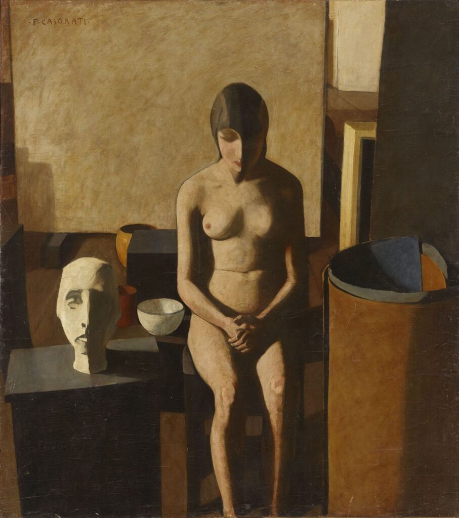 Girl with linoleum (1921) - Felice Casorati Tablo