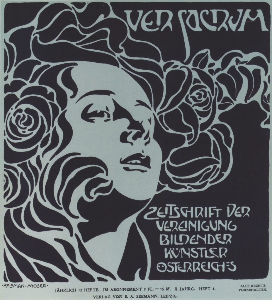 Girl's Head. Cover design Ver Sacrum, 204, 1899. (1899) - Koloman Moser Tablo