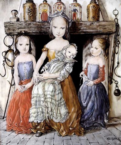 Girls with a Doll (1955) – Tsuguharu Foujita Tablo