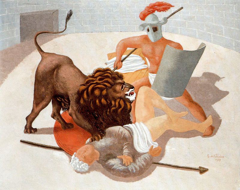 Gladiators and Lion (1927) – Giorgio de Chirico Tablo