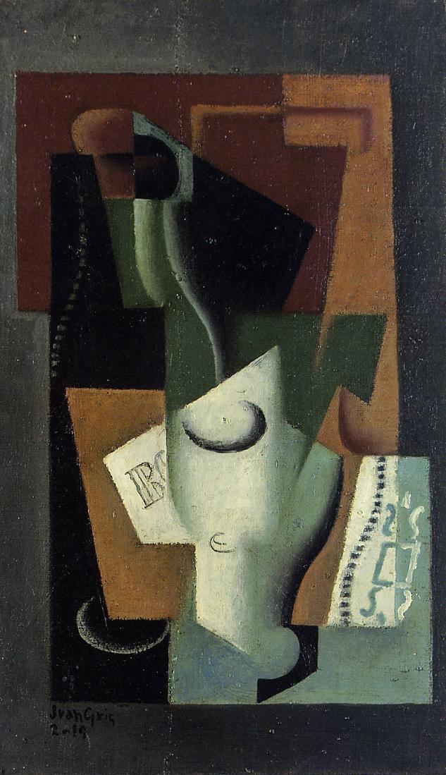 Glass and Bottle - Juan Gris Tablo