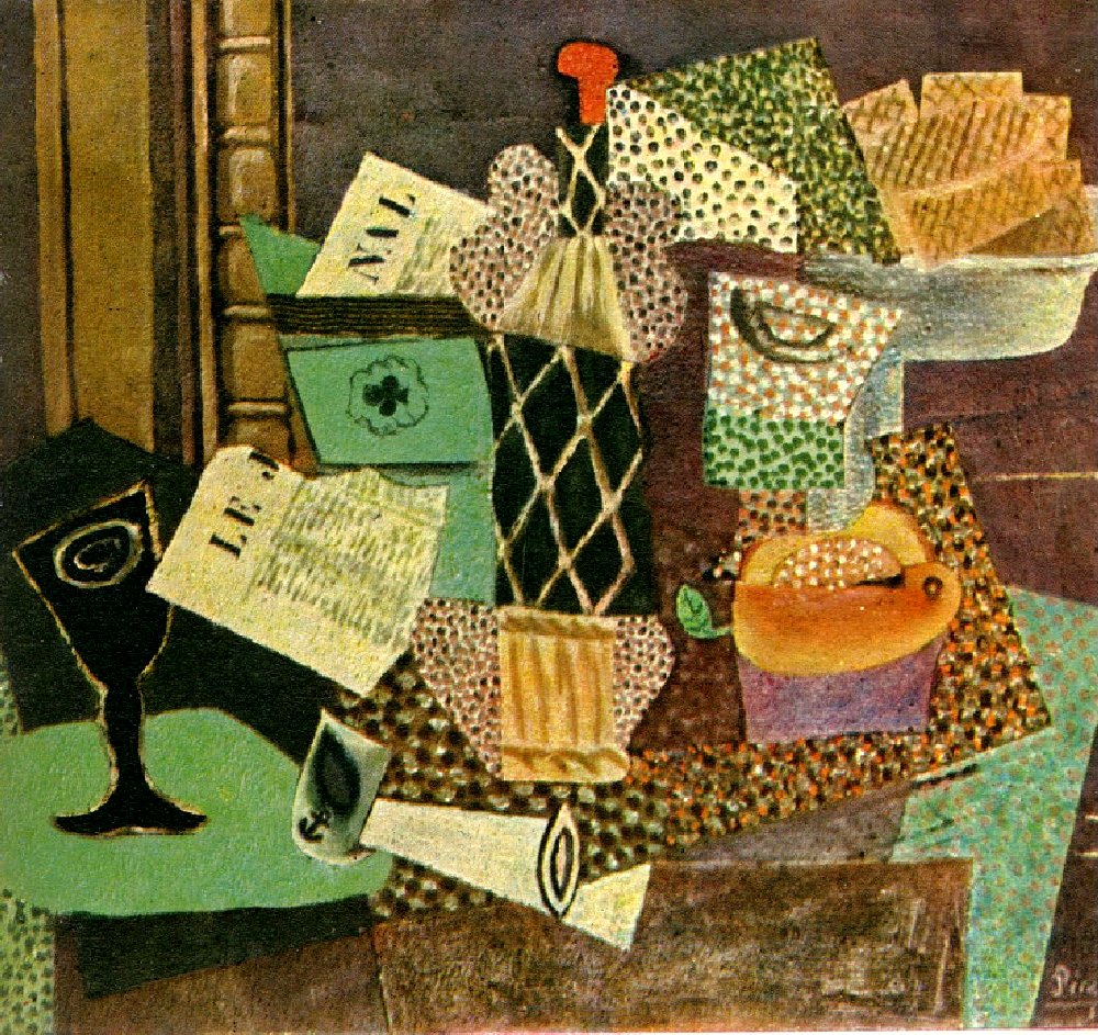 Glass and bottle of straw rum (1914) - Pablo Picasso Tablo