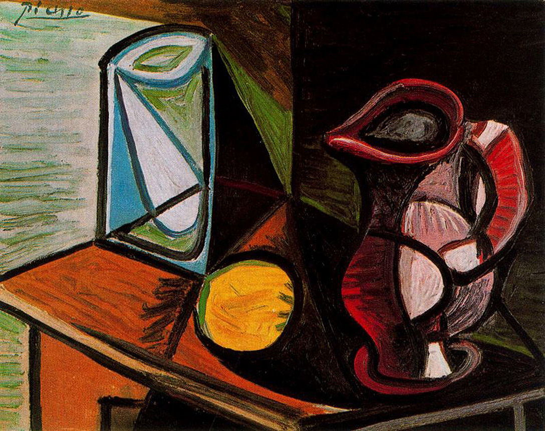 Glass and pitcher (1944) - Pablo Picasso Tablo