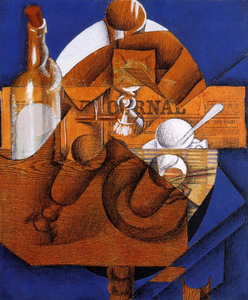 Glass, Cup and Bottle - Juan Gris Tablo