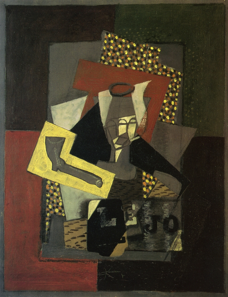 Glass, Pipe and Newspaper (1917) - Georges Braque Tablo