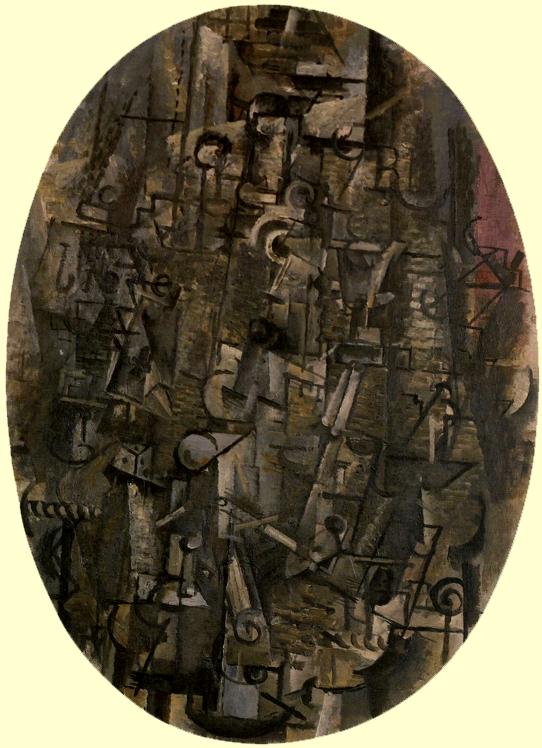 Glasses and Bottle (1912) - Georges Braque Tablo