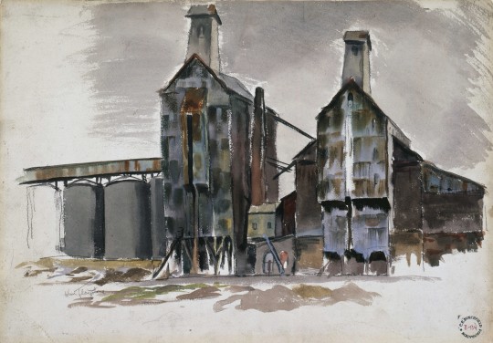 Grain Elevators (Evans) (1931) - Charles E. Burchfield Tablo