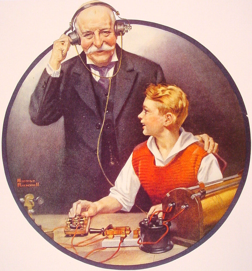Grandpa Listening In on the Wireless (1920) - Norman Rockwell Tablo