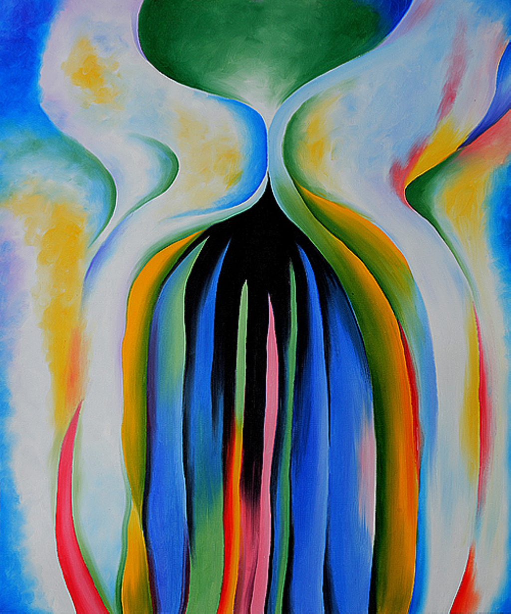 Gray line with black, blue, and yellow (1923) - Georgia O'Keeffe Tablo