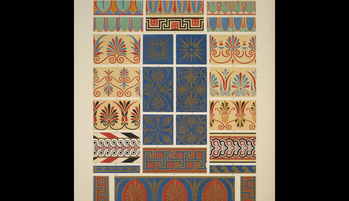 Greek no. 8. Painted Greek ornaments from the temples and tombs in Greece and Sicilty - Owen Jones Tablo kanvas tablo