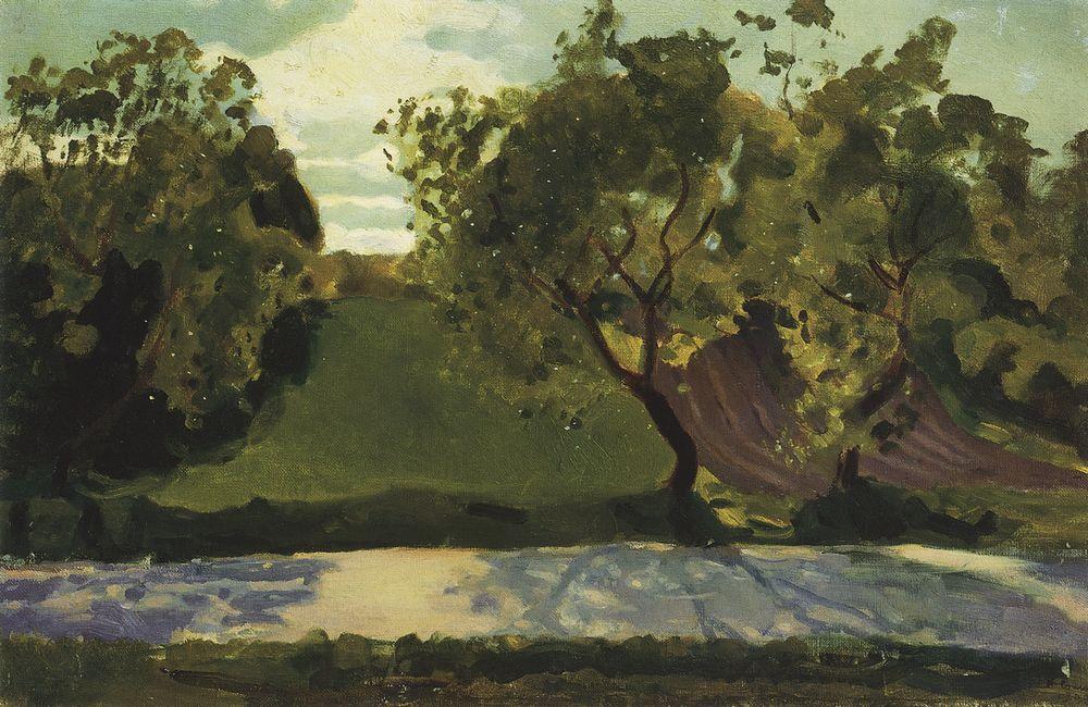 Green Slope on the Road. Martyshkino (1902) – Konstantin Somov Tablo