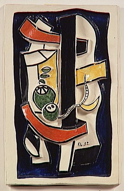 Green fruit on a blue background (1952) - Fernand Léger Tablo