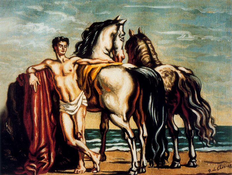 Groom with two horses (1937) – Giorgio de Chirico Tablo