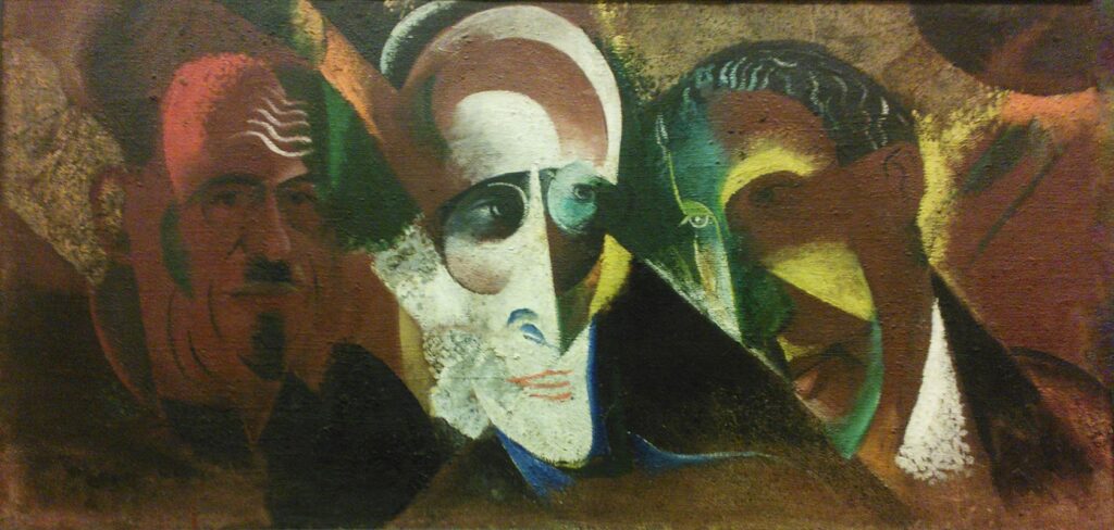 Group Portrait (M.Chuzhak, S.Tretyakov, M.Aseyev) (1921) - Victor Palmov Tablo
