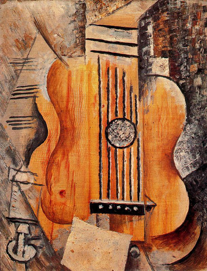 Guitar (I love Eva) (1912) - Pablo Picasso Tablo