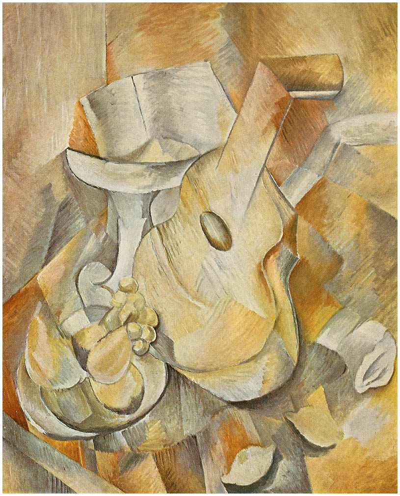 Guitar and Fruit Dish (1909) - Georges Braque Tablo