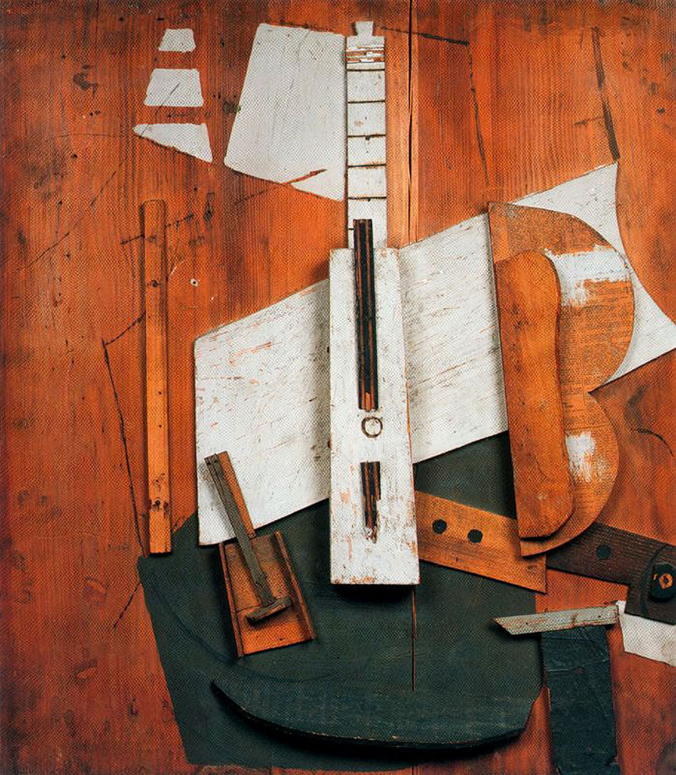 Guitar and bottle (1913) - Pablo Picasso Tablo