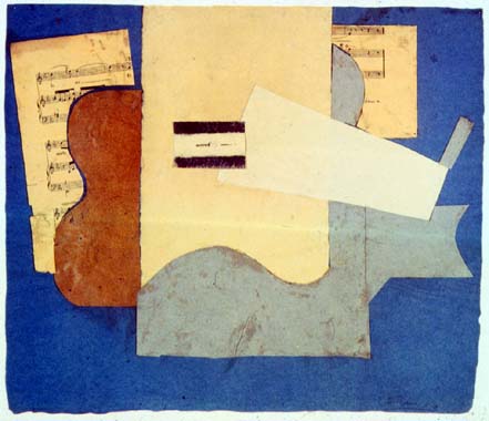 Guitar and sheet of music (1912) - Pablo Picasso Tablo