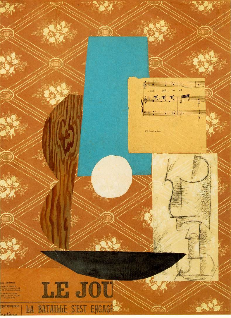 Guitar, Sheet music and Wine glass (1912) - Pablo Picasso Tablo