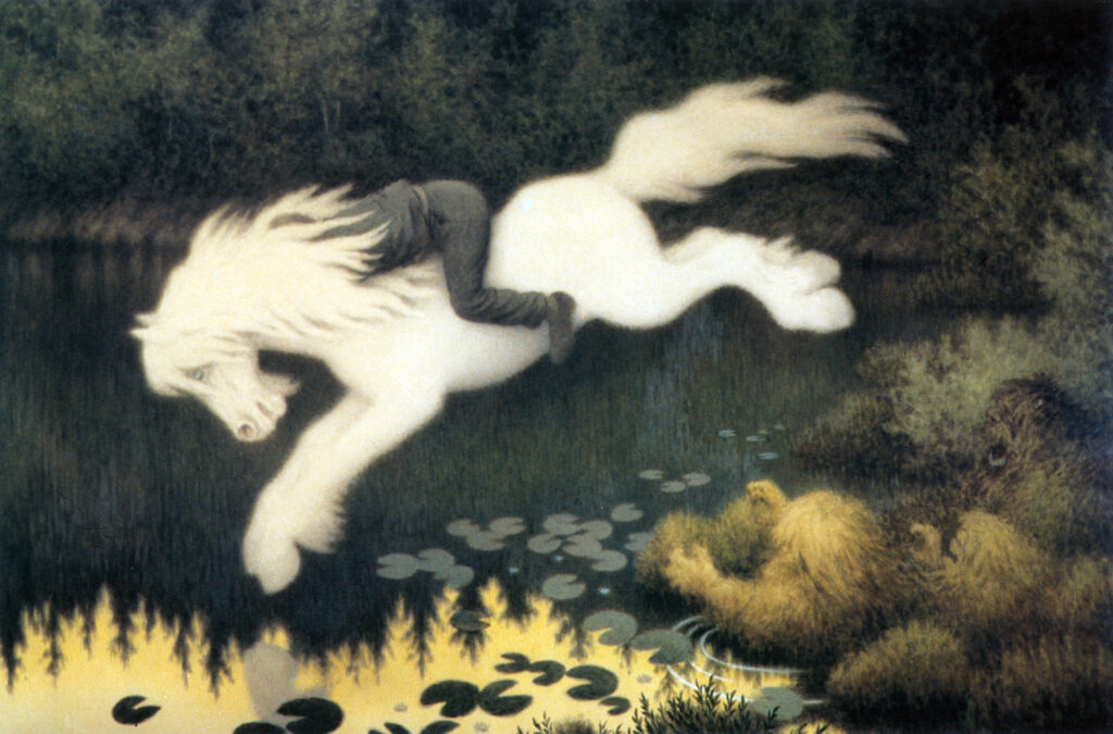 Gutt Paa Hvit Hest - Theodor Severin Kittelsen Tablo