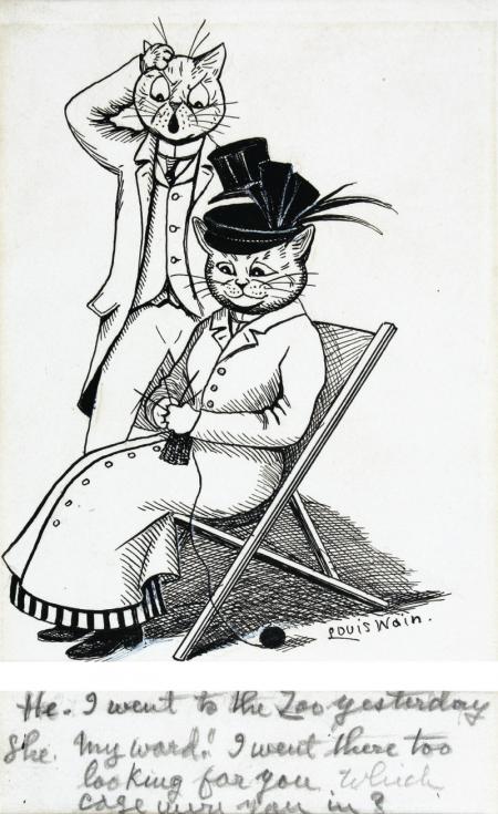 HE I WENT TO THE ZOO YESTERDAY SHE MY WORD! I WENT THERE TOO LOOKING FOR YOU WHICH CAGE WERE YOU – Louis Wain Tablo