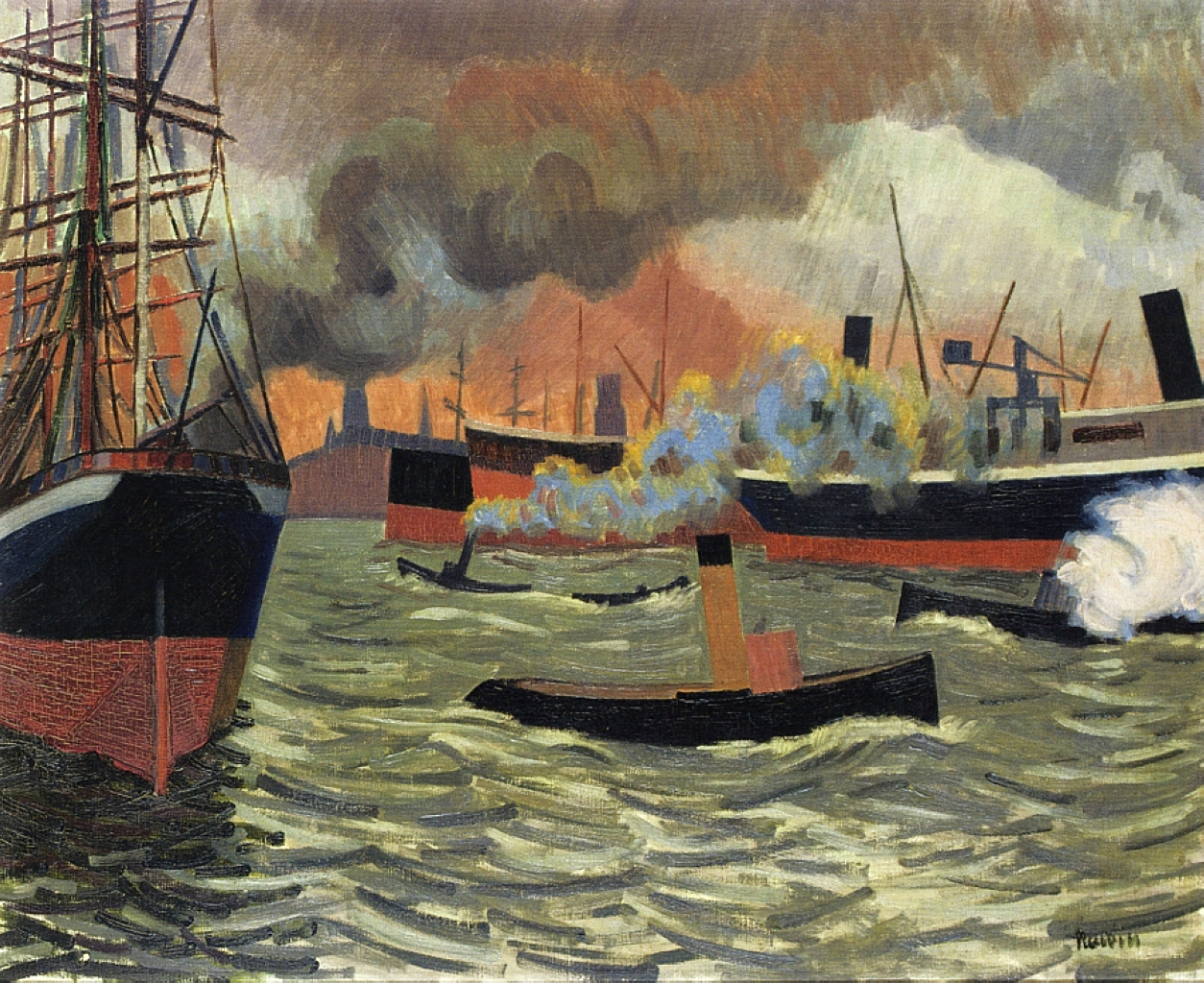 Hamburgs port (1907) - Auguste Herbin Tablo