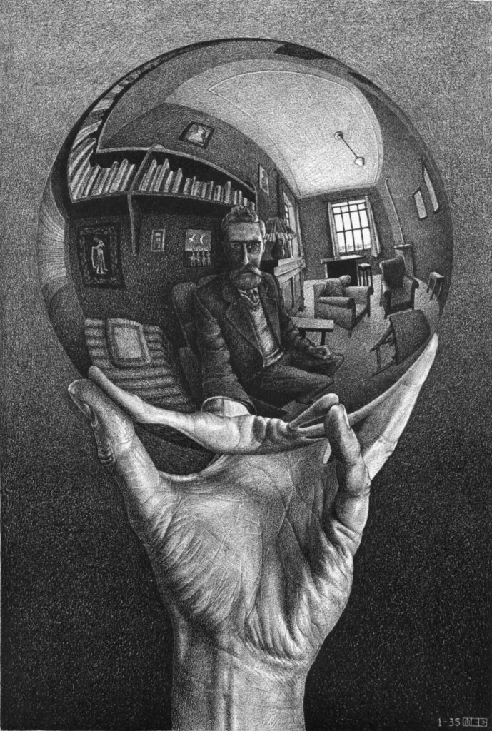 Hand with Reflecting Sphere (1935) - M. C. Escher Tablo