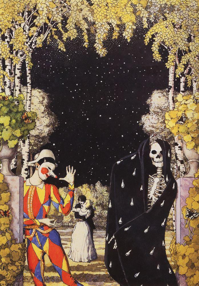 Harlequin and Death (1907) – Konstantin Somov Tablo
