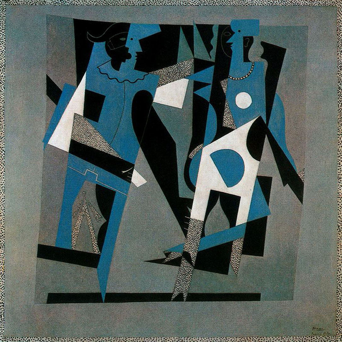 Harlequin and woman with necklace (1917) - Pablo Picasso Tablo