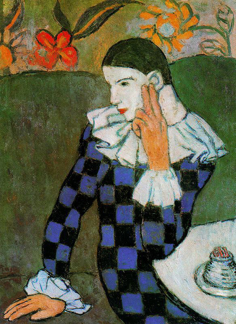 Harlequin leaning (1901) - Pablo Picasso Tablo