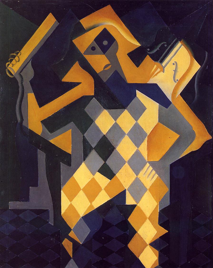 Harlequin with Violin - Juan Gris Tablo