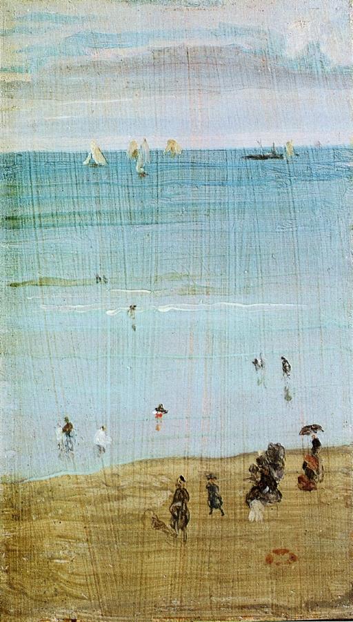 Harmony in Blue and Pearl The Sands, Dieppe (1885) - James McNeill Whistler Tablo