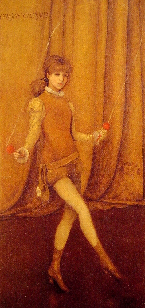 Harmony in Yellow and Gold The Gold Girl Connie Gilchrist (1872) - James McNeill Whistler Tablo