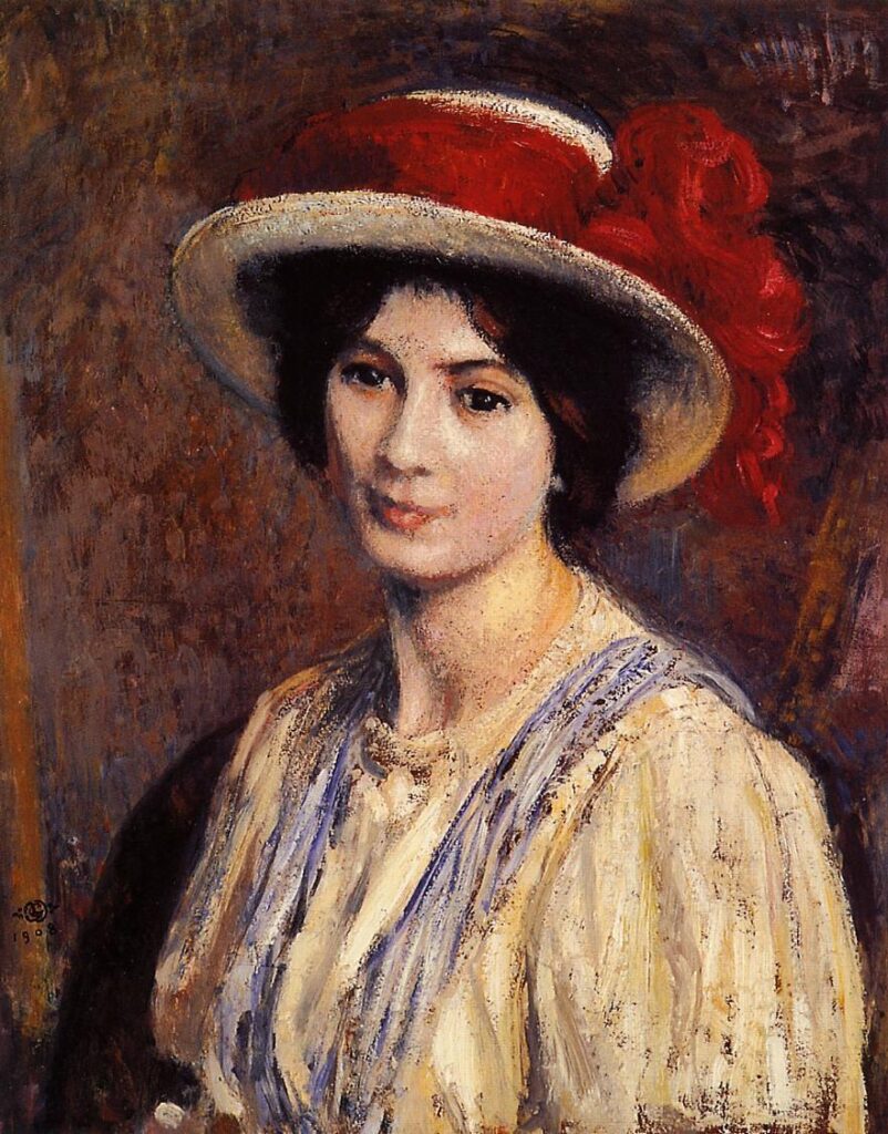 Hat with a Red Ribbon – Georges Lemmen Tablo